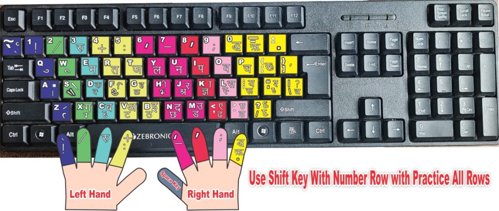 Hindi Typing Test Number Row and Shift Key